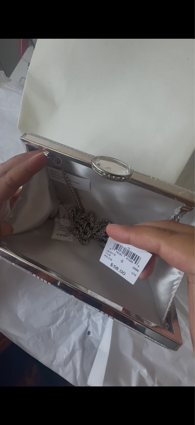 Silver Glitter Clutch Purse with Chain - photo 4