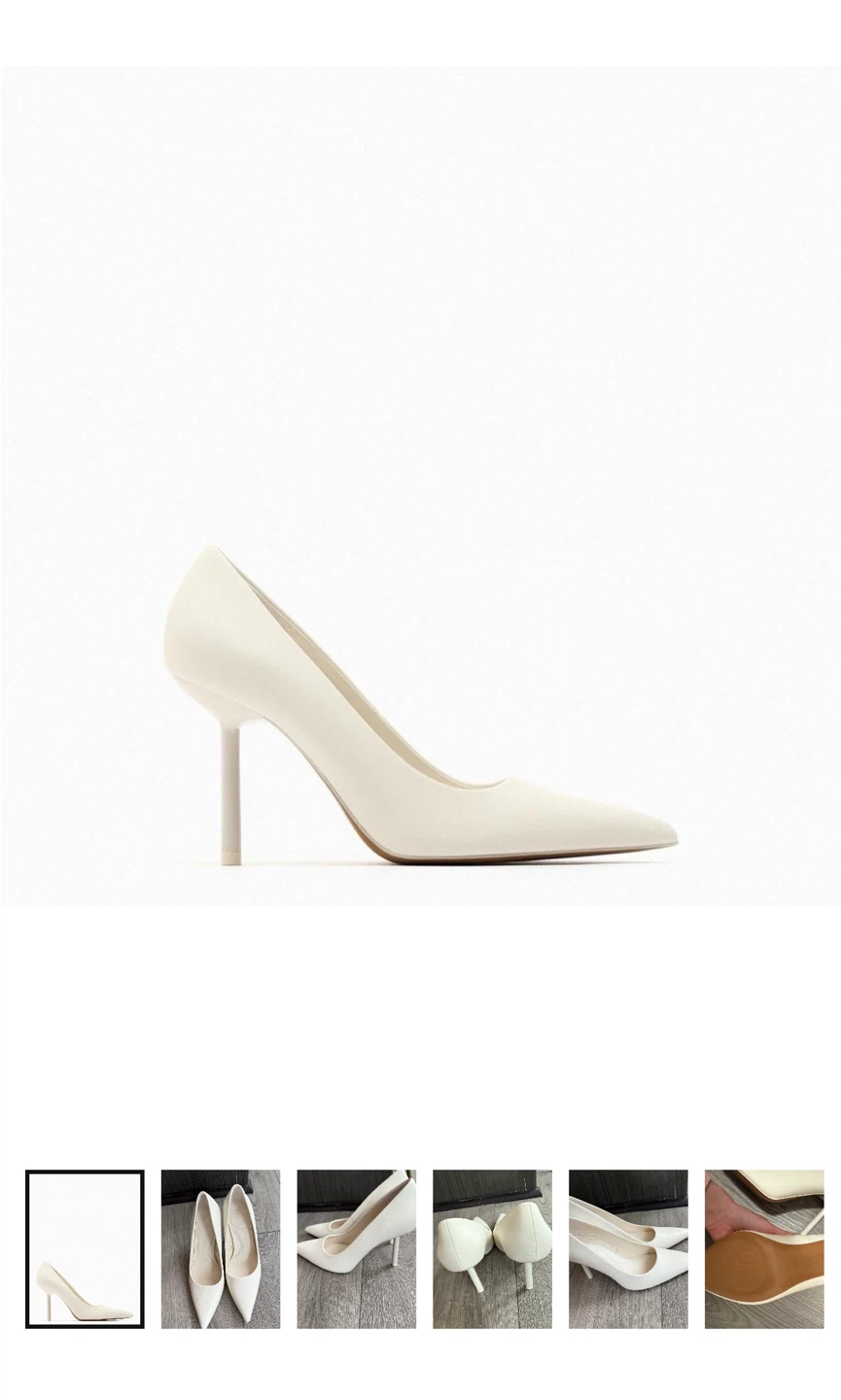 White Pointed-Toe Heels - Zara