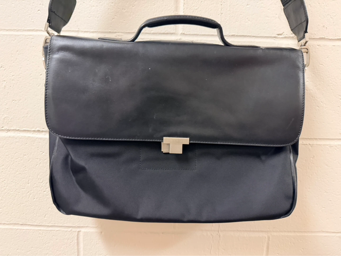 Black Leather and Nylon Briefcase
