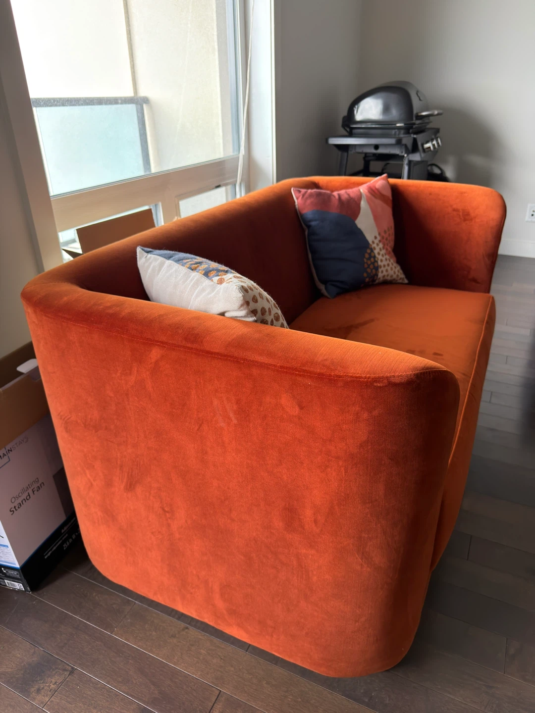 Orange Velvet Loveseat - photo 2