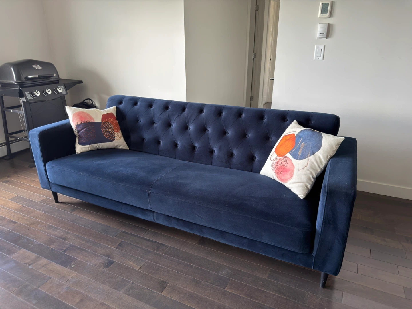 Navy Blue Tufted Sofa