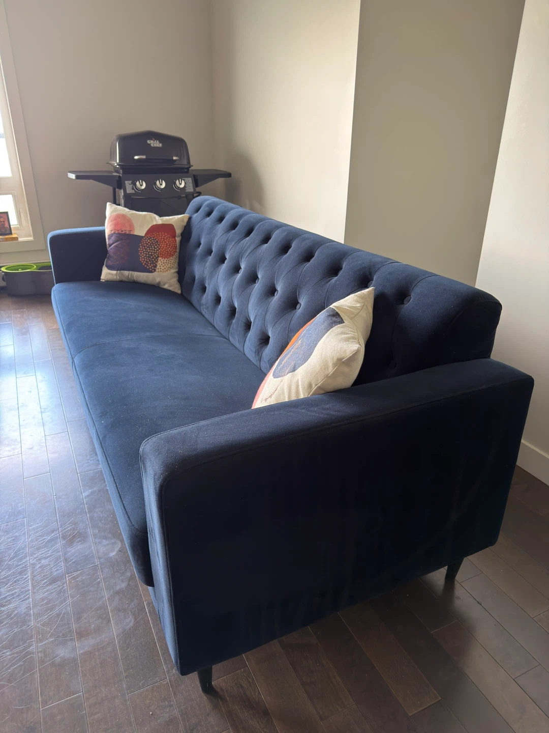 Navy Blue Tufted Sofa - photo 2
