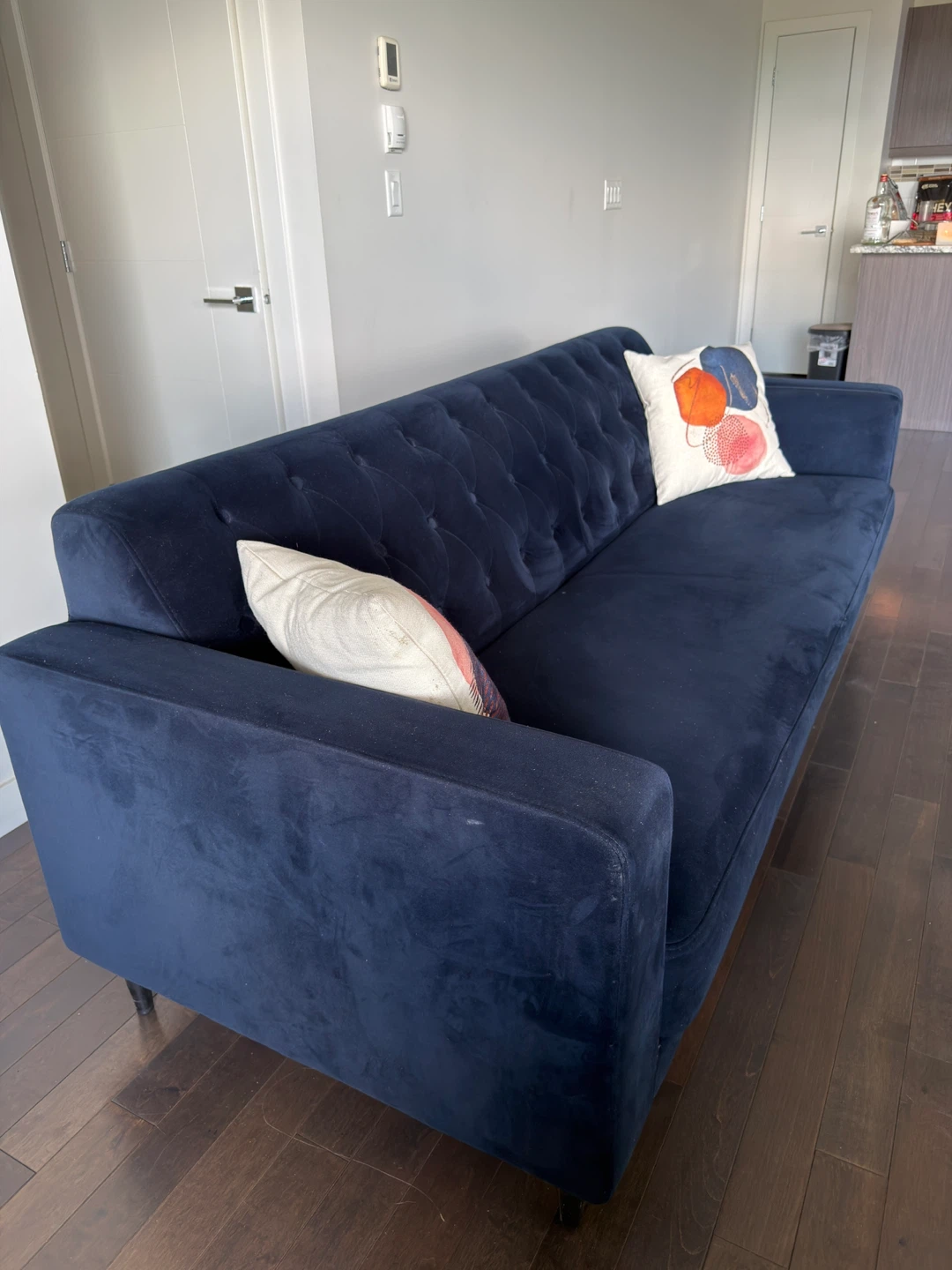 Navy Blue Tufted Sofa - photo 3