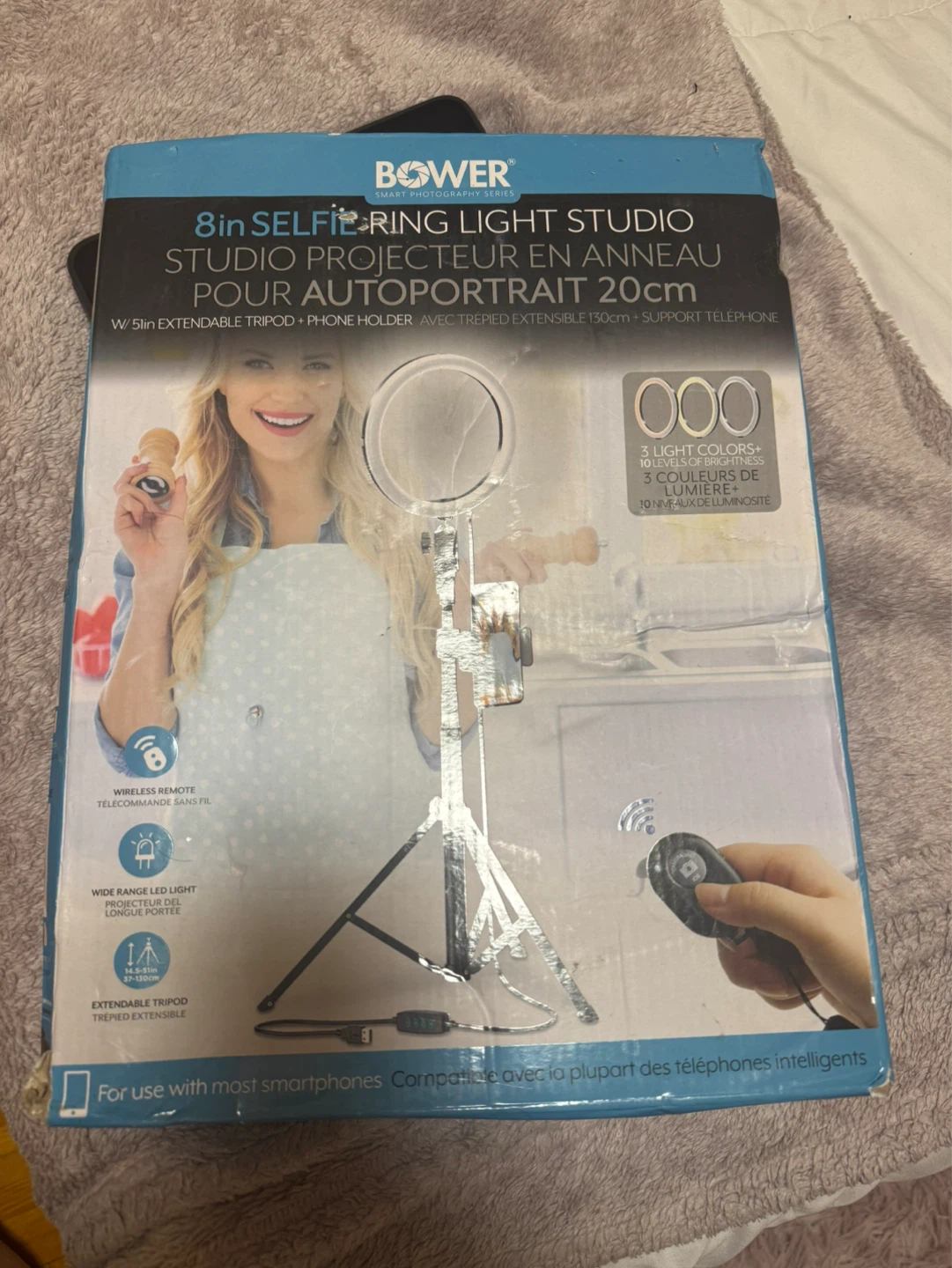 Bower 8in Selfie Ring Light Studio with Extendable Tripod