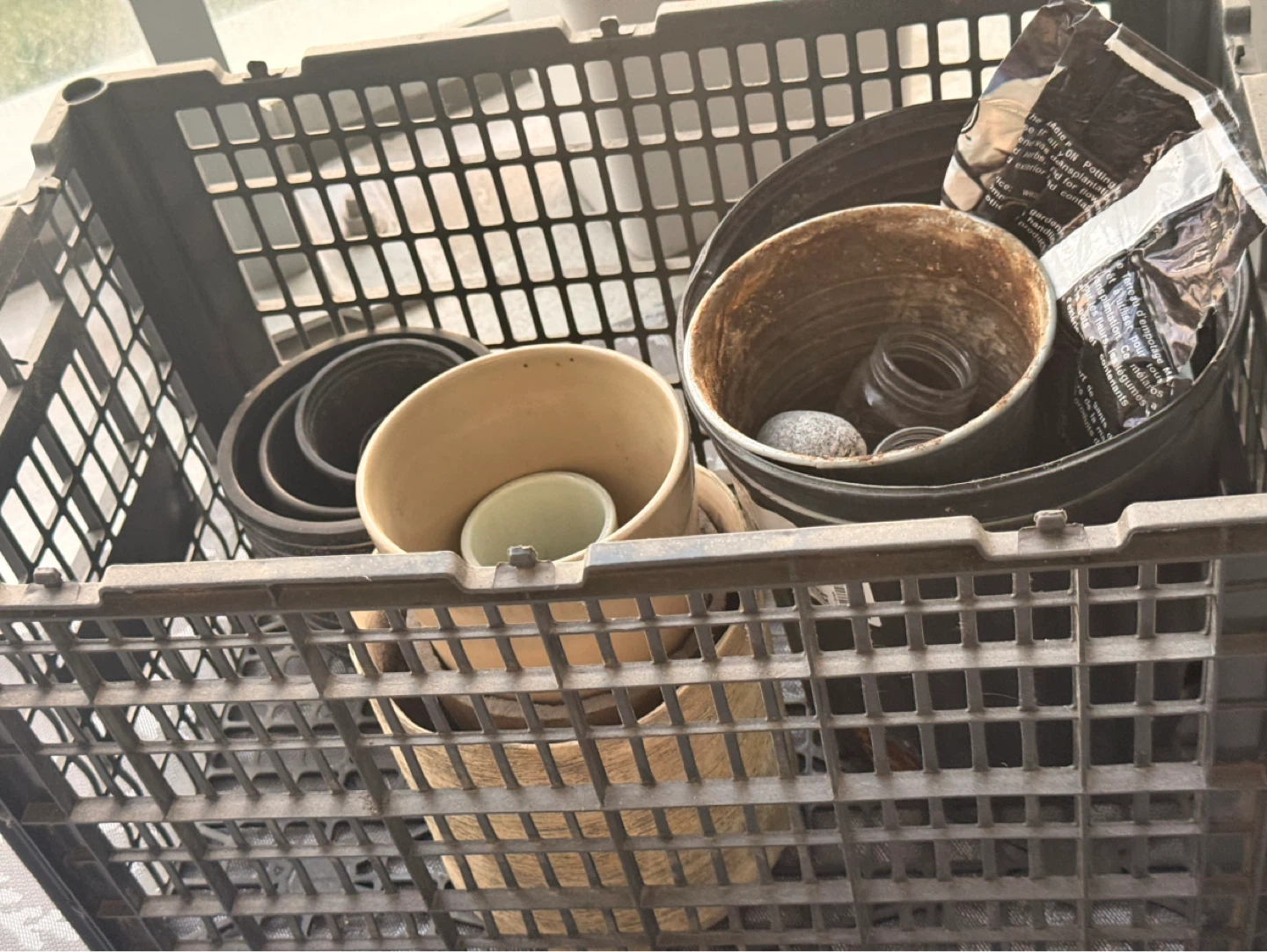 Gardening Pots and Potting Mix Crate