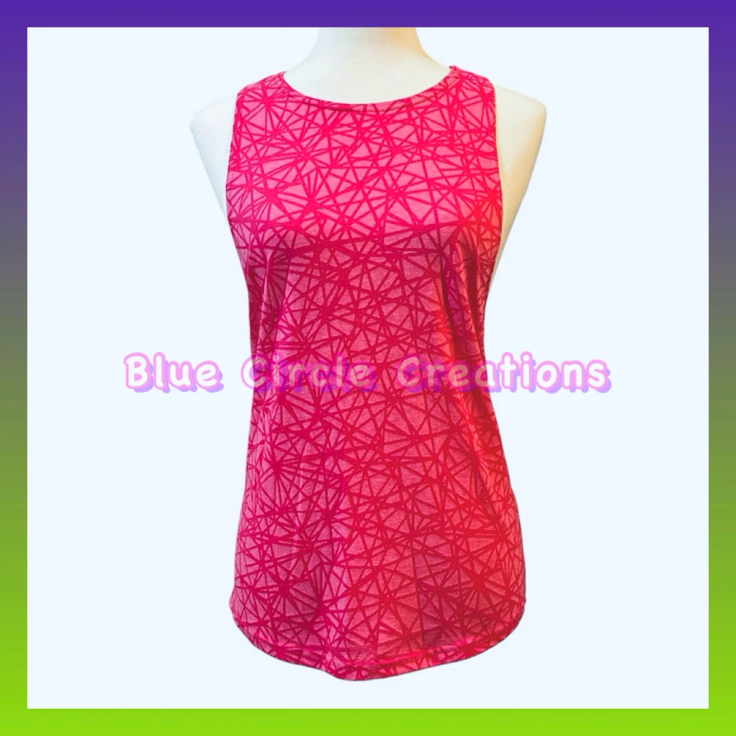 BCG Pink Geometric Print Exercise Tank - Size XL