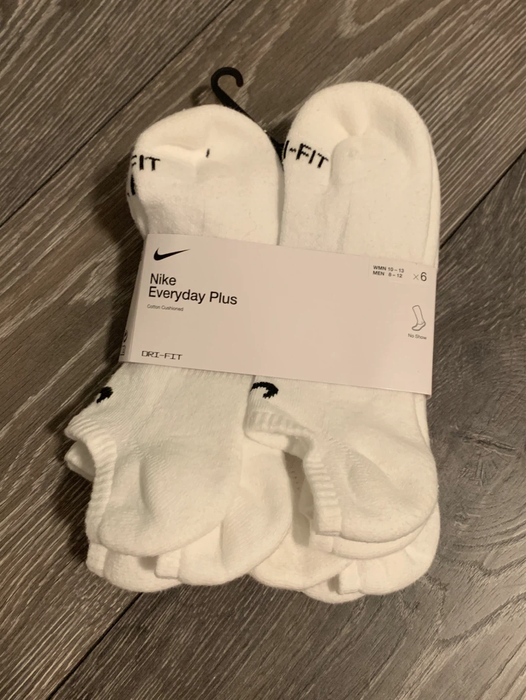 Nike Everyday Plus No-Show Socks, Dri-Fit, 6-Pack