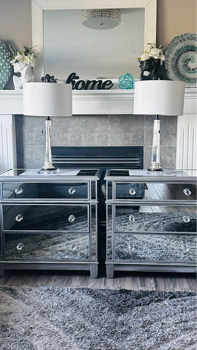 Mirrored 3-Drawer Nightstand - photo 2