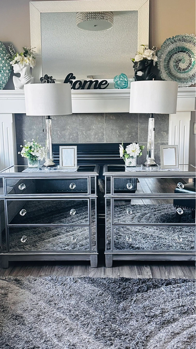 Mirrored 3-Drawer Nightstand