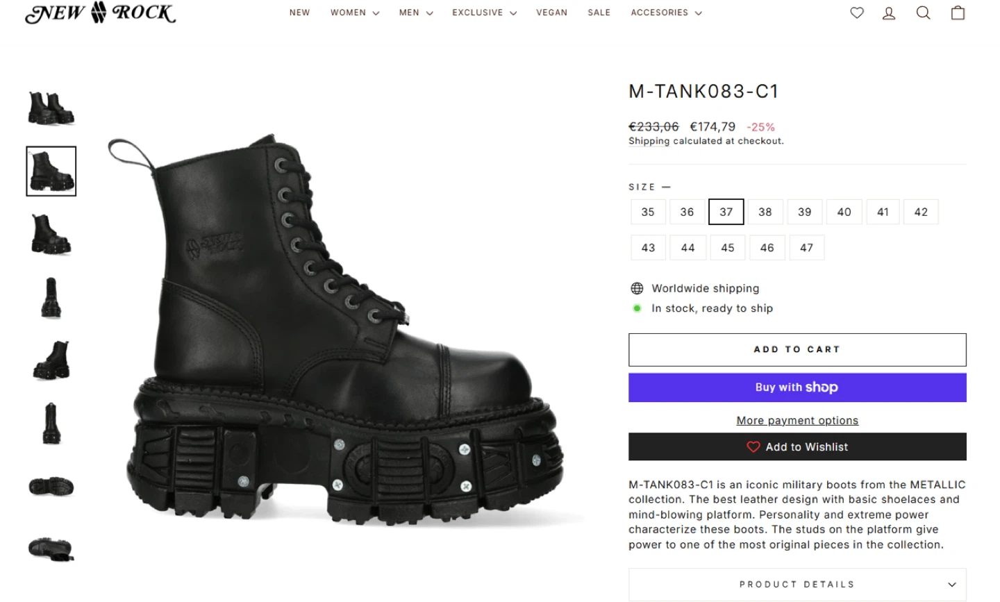 New Rock M-TANK083-C1 Boots Size 37 - photo 4