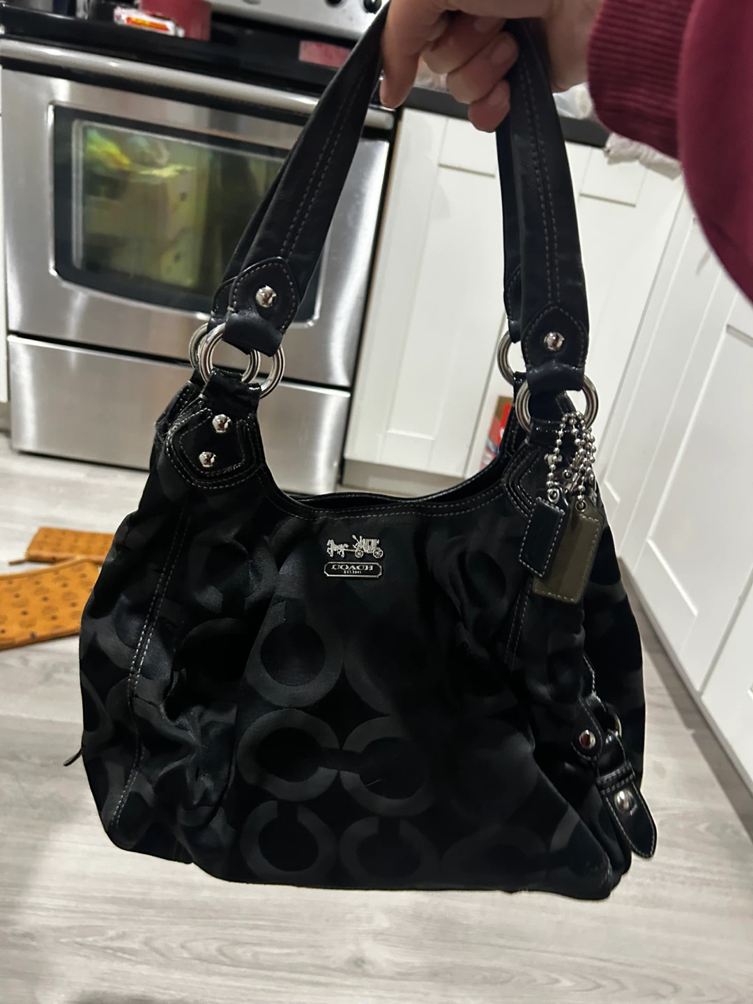 Coach Black Monogram Hobo Bag