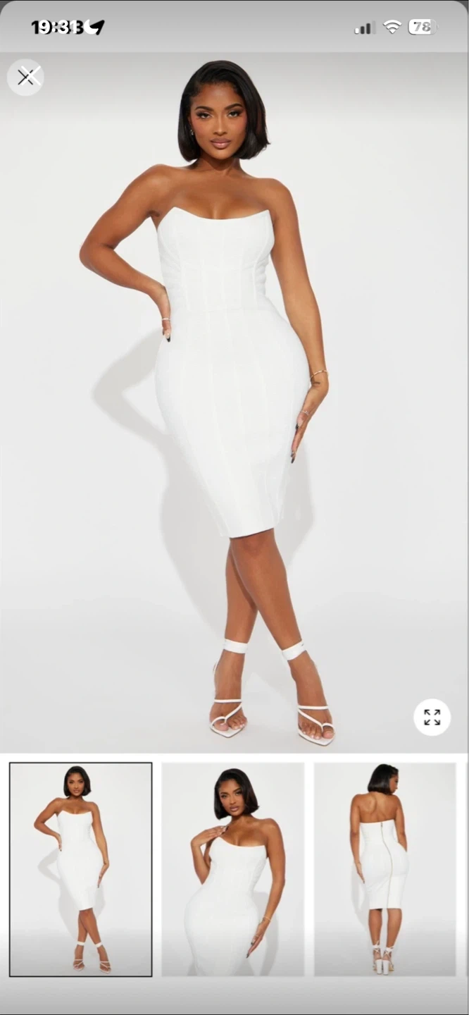 Fashion Nova White Strapless Corset Dress