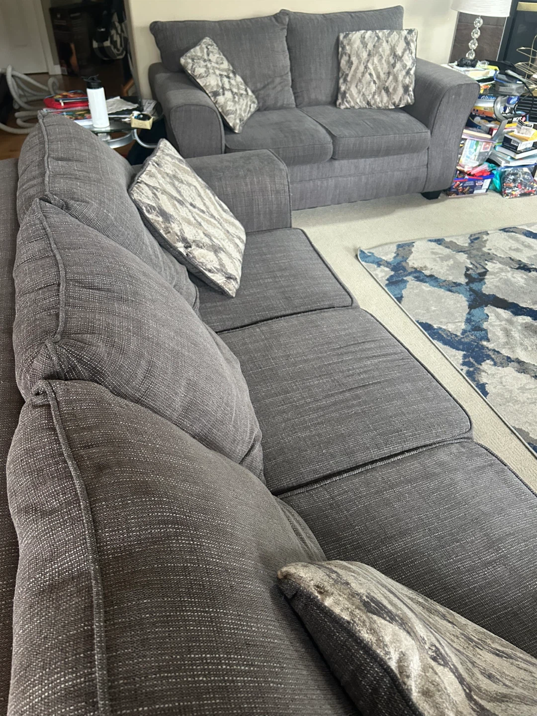 Exquisite Cozy Grey 3 + 2 Seater Sofa  Set + FREE Throw Pillows