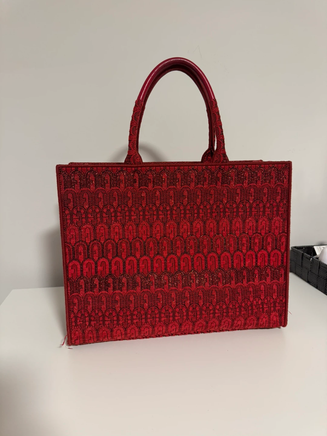 Furla Red Beaded Tote Bag
