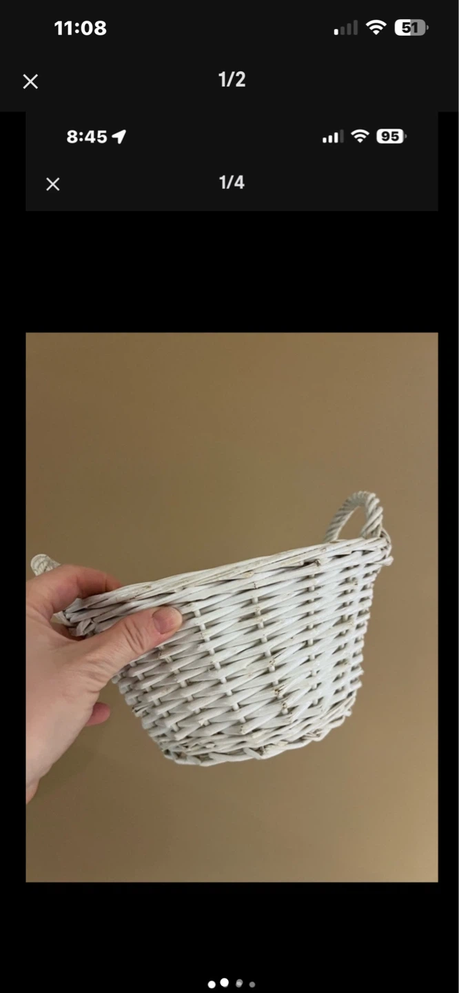 White Wicker Basket with Handles - photo 2