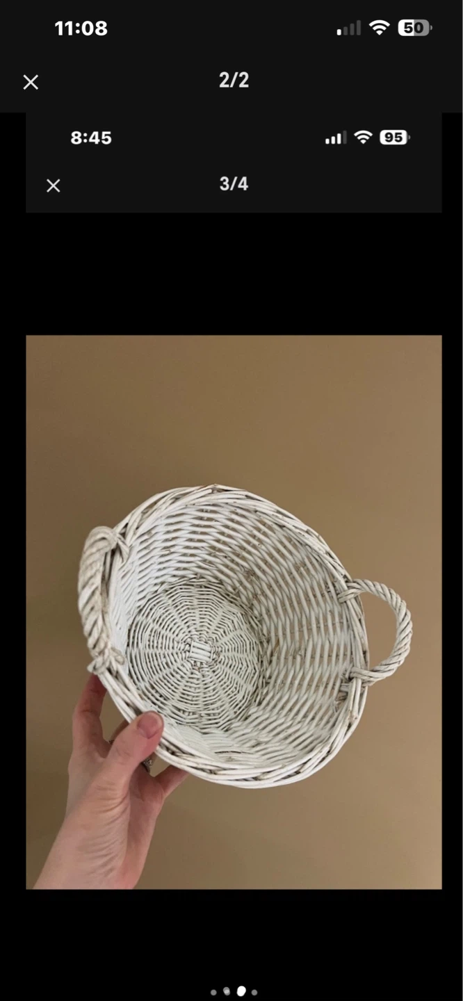 White Wicker Basket with Handles