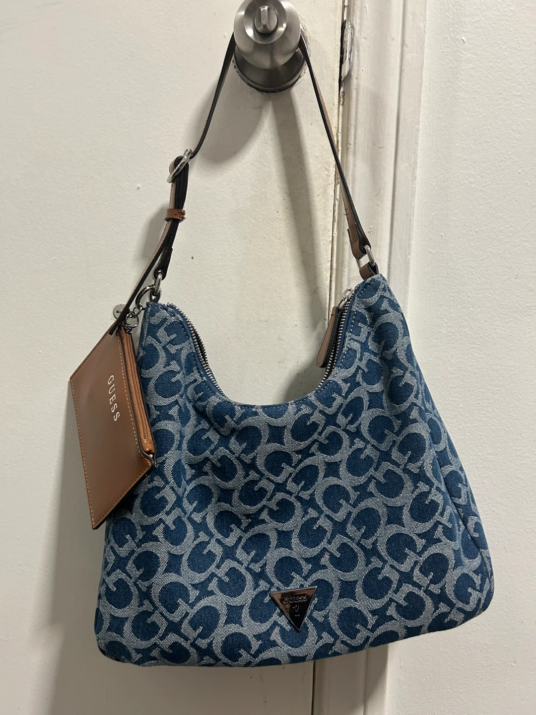 Guess Denim Hobo Bag with Pouch - photo 4