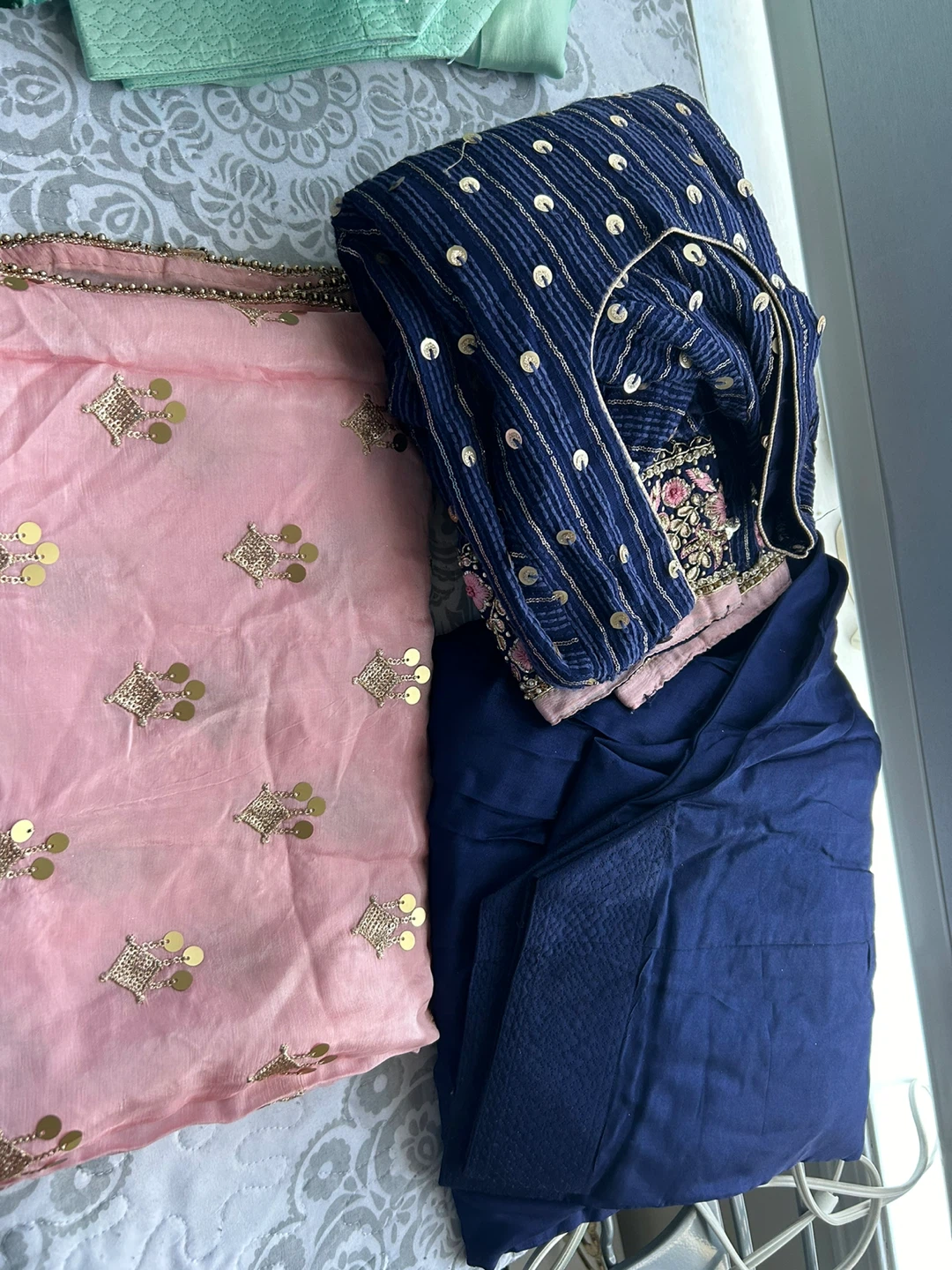 Embroidered Blue and Pink Indian Suit Set