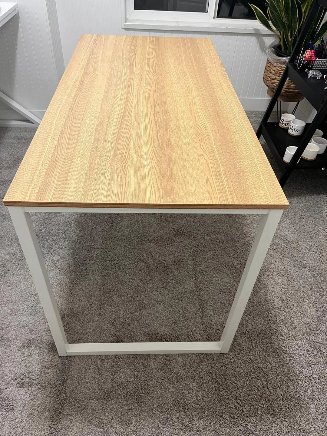 Wooden Top Desk with White Frame