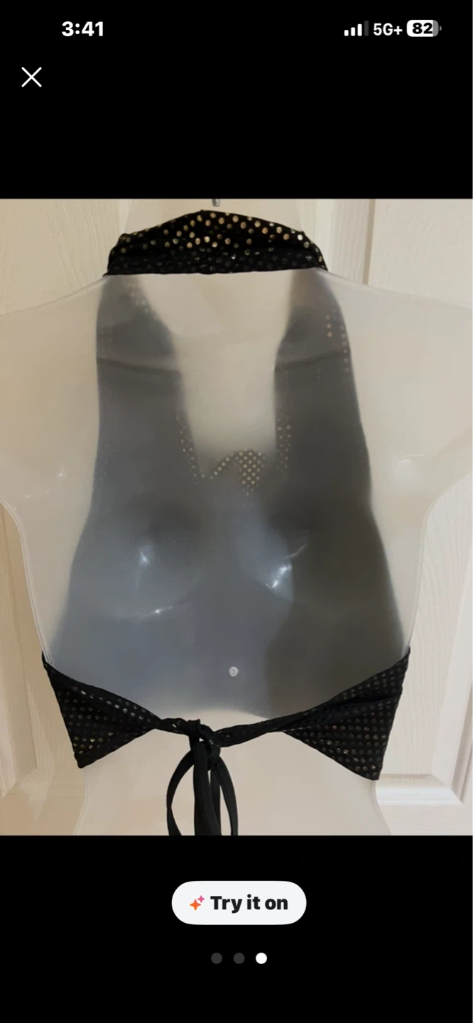 Black and gold polka dot halter top - photo 3
