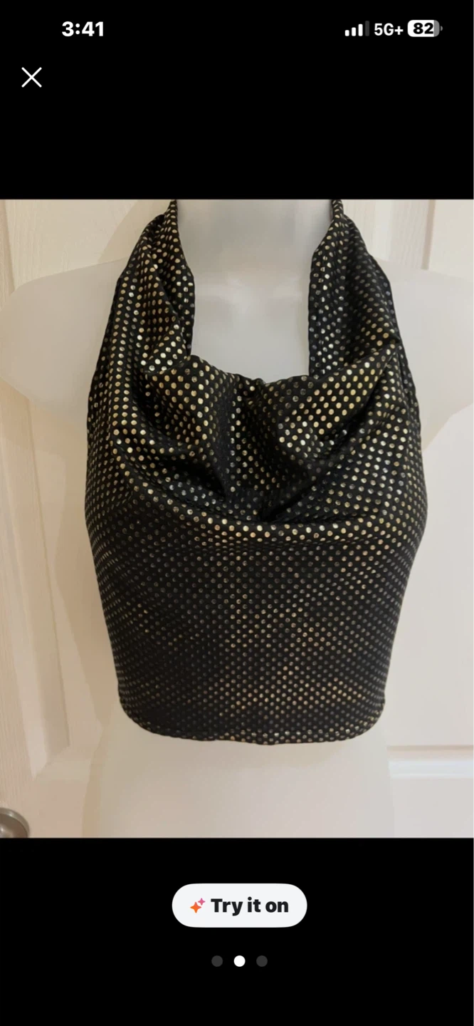 Black and gold polka dot halter top - photo 2