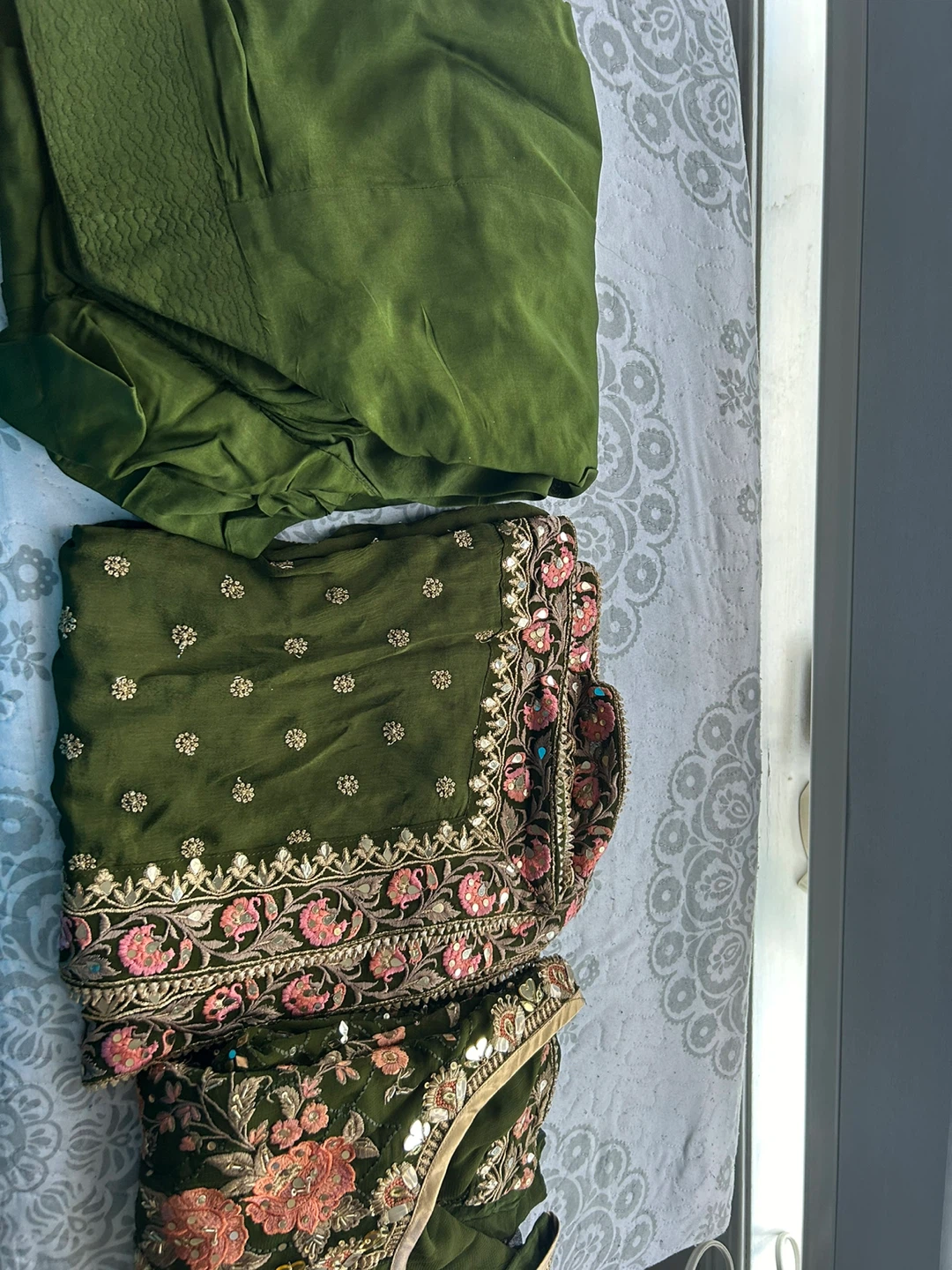 Green Embroidered suit with Dupatta