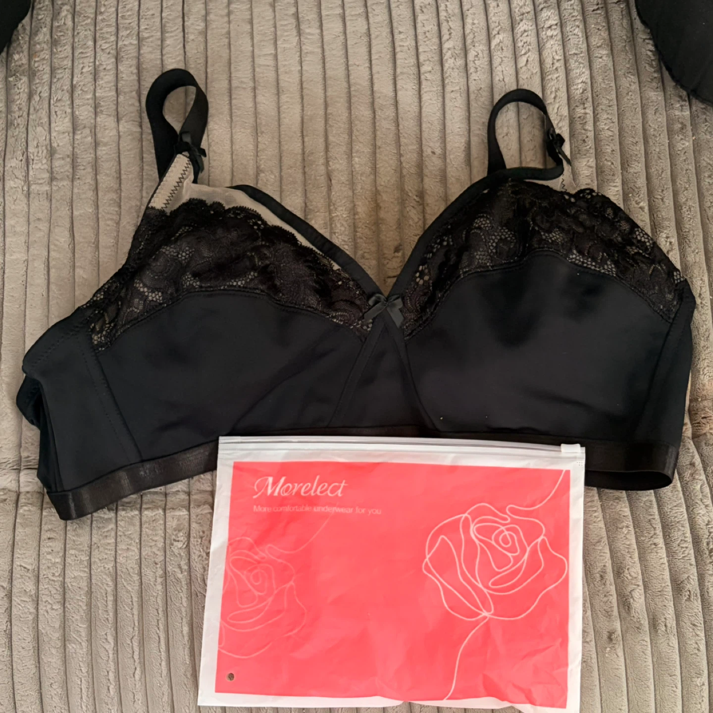 Morelect Black Lace Full Coverage Bra 3X Size Brand New