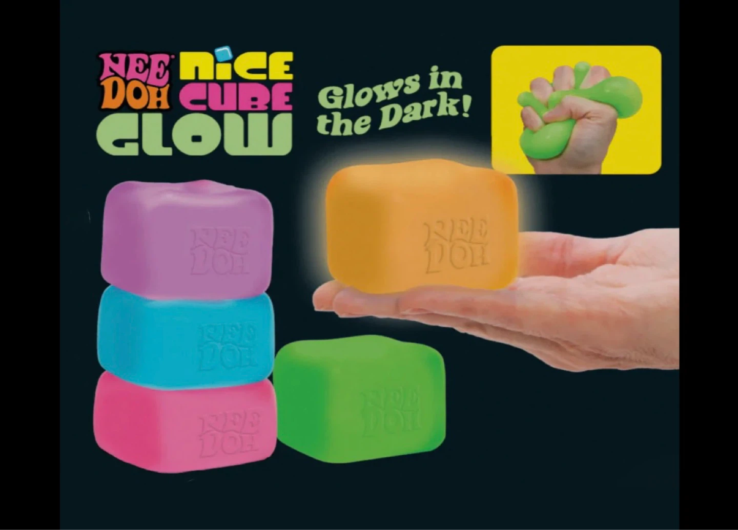 Nee Doh Nice Cube(Glow) Super Solid Squish Fidget Toy - photo 3