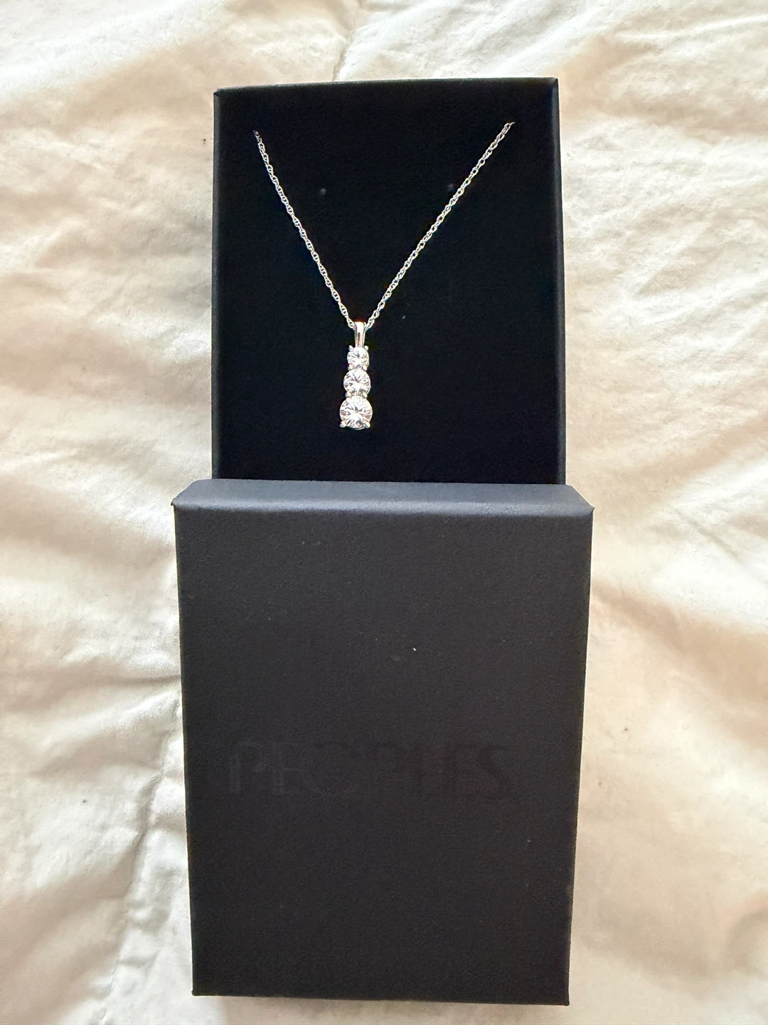 Peoples Lab-Created Sapphire Three-Stone Drop Pendant Necklace