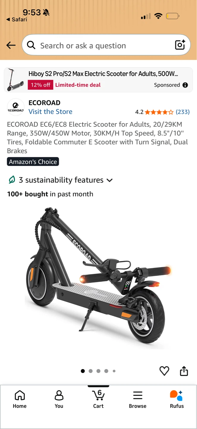 ECOROAD EC6 Electric Scooter - Black