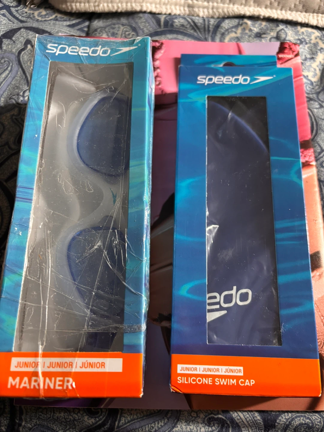 Speedo Mariner Junior Goggles & Silicone Swim Cap Set