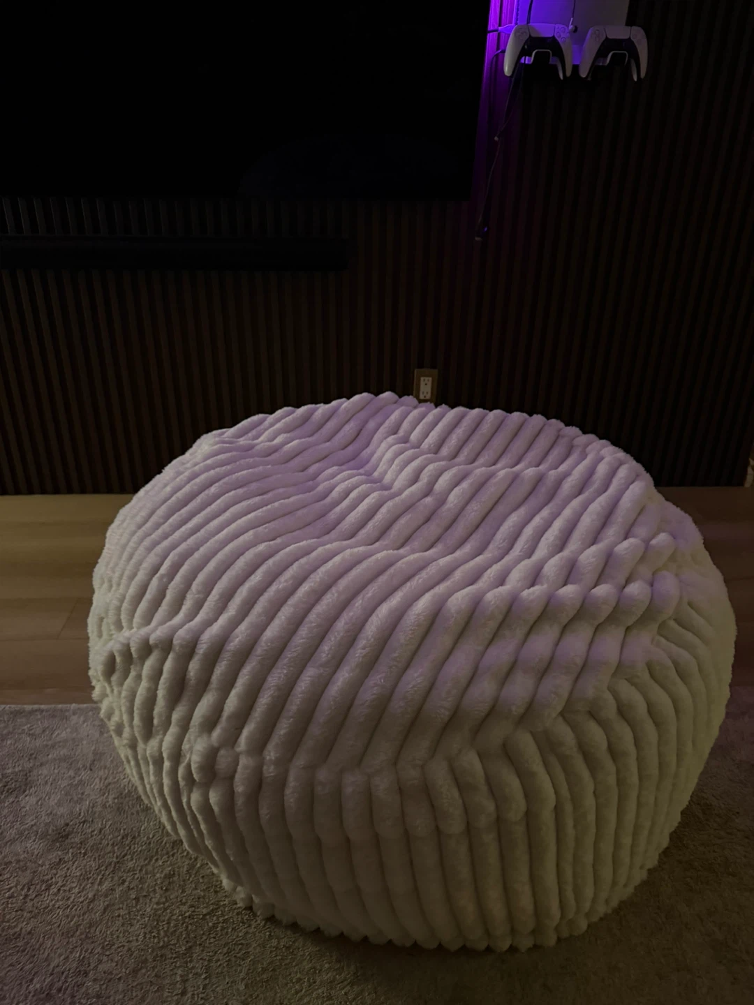 White Fuzzy Corduroy Bean Bag - photo 2