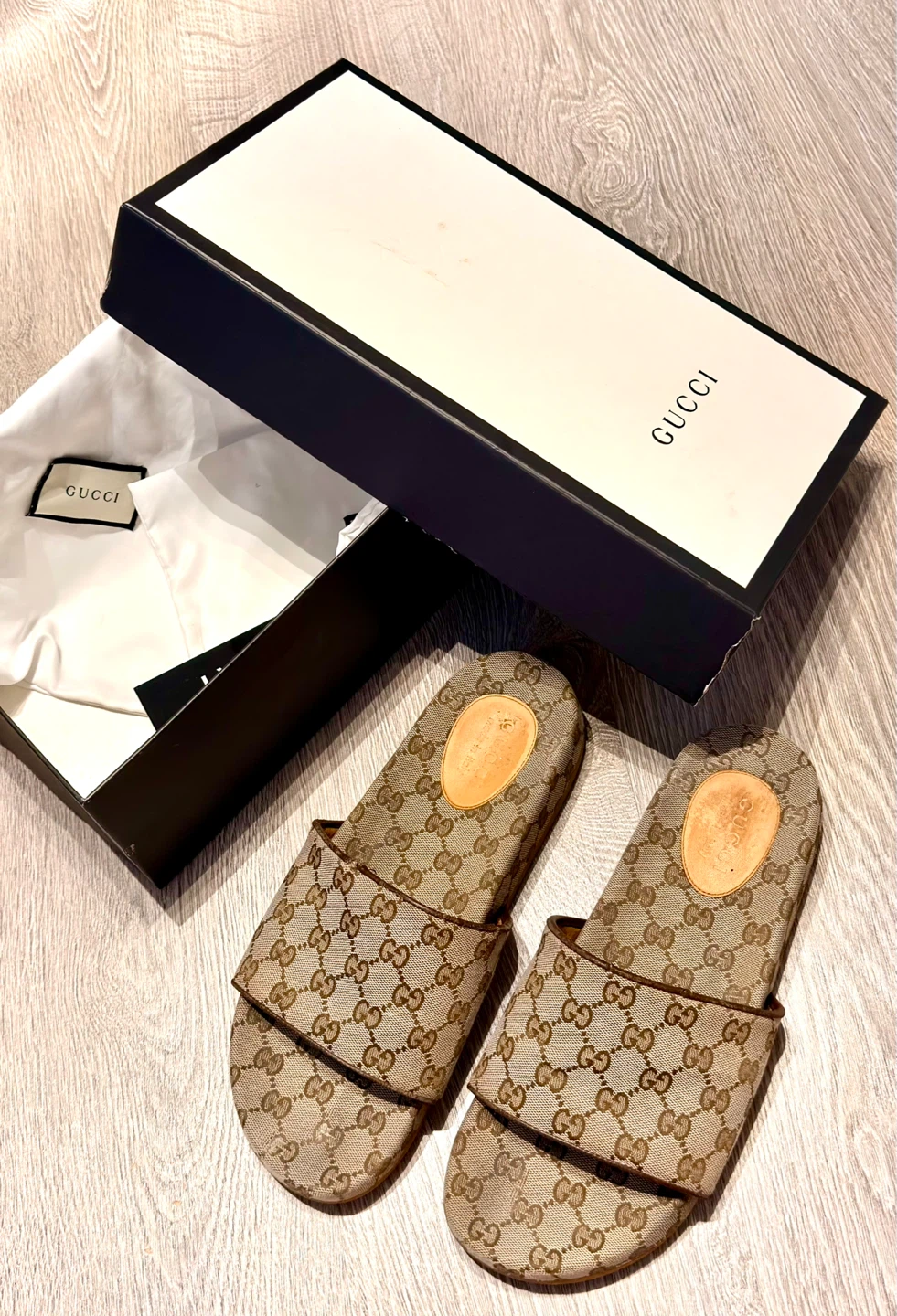 GUCCI GG Slide Beige Canvas Man