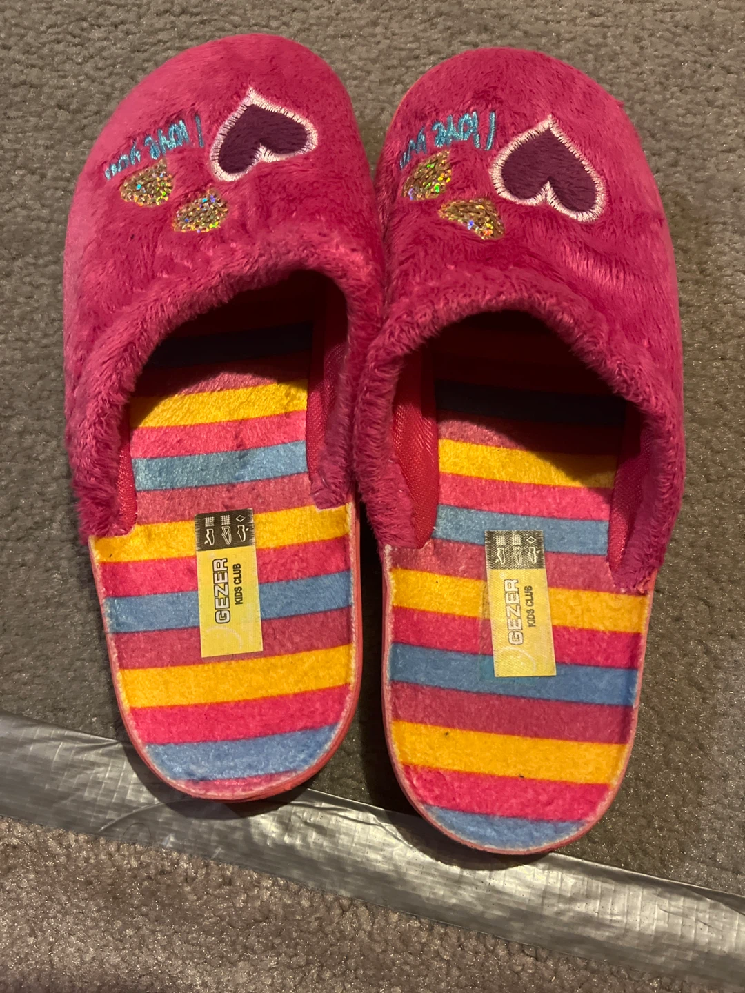 Kids Pink Slippers with Hearts