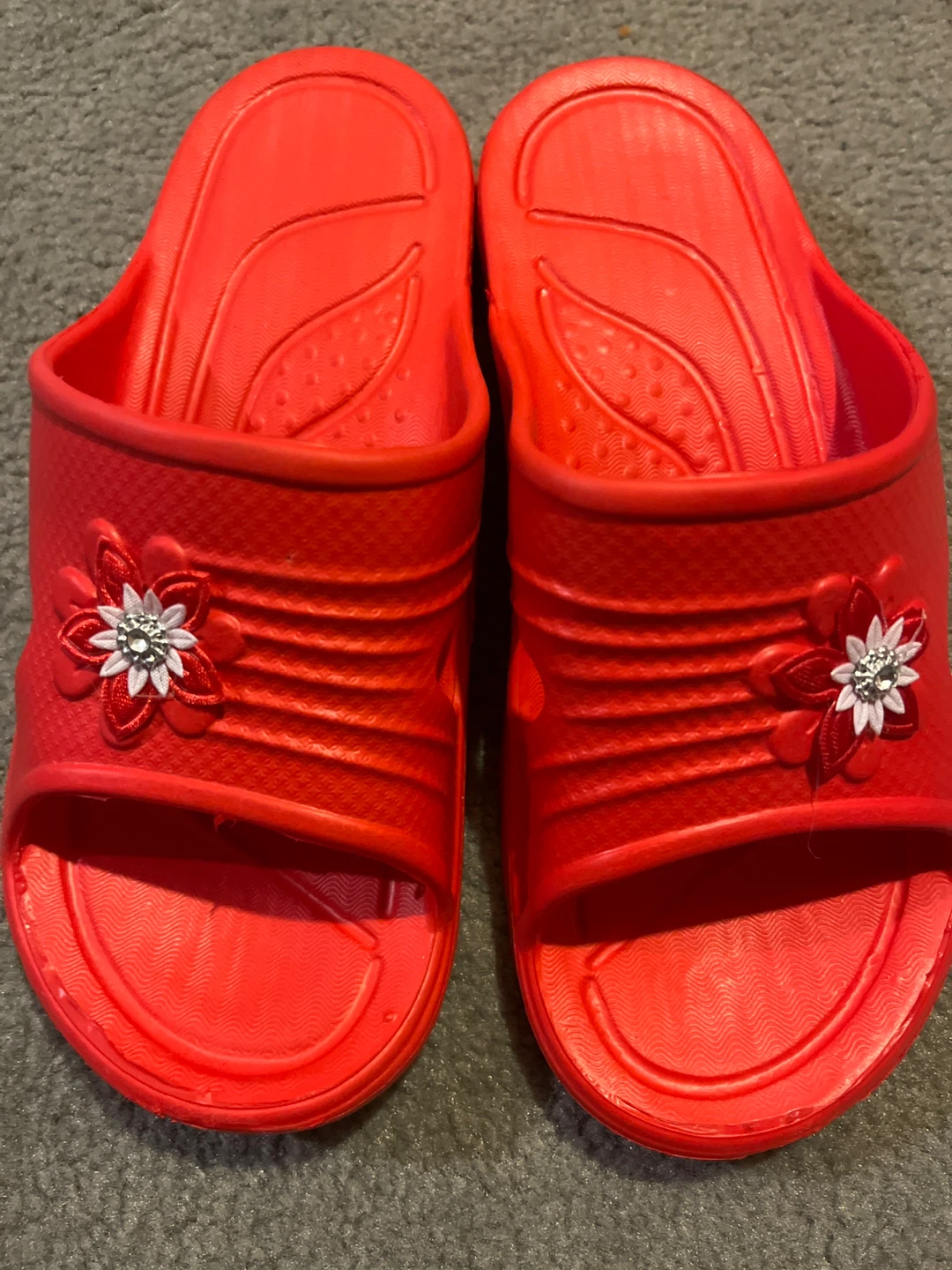 Red Slides with Flower Detail