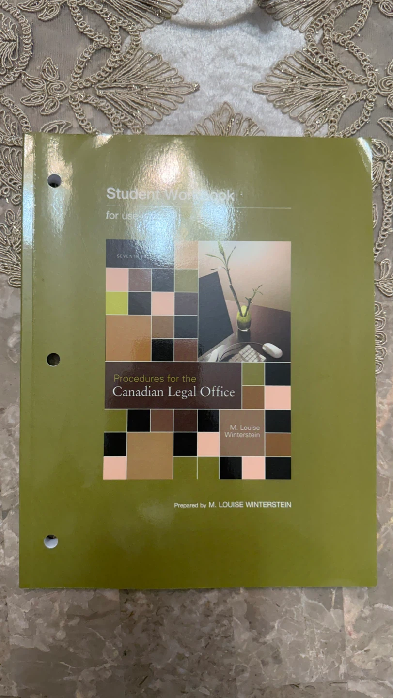 Procedures for the Canadian Legal Office Workbook 7th Ed