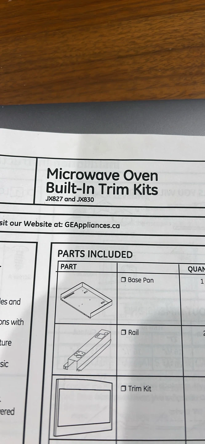 GE Microwave Oven Built-In Trim Kit