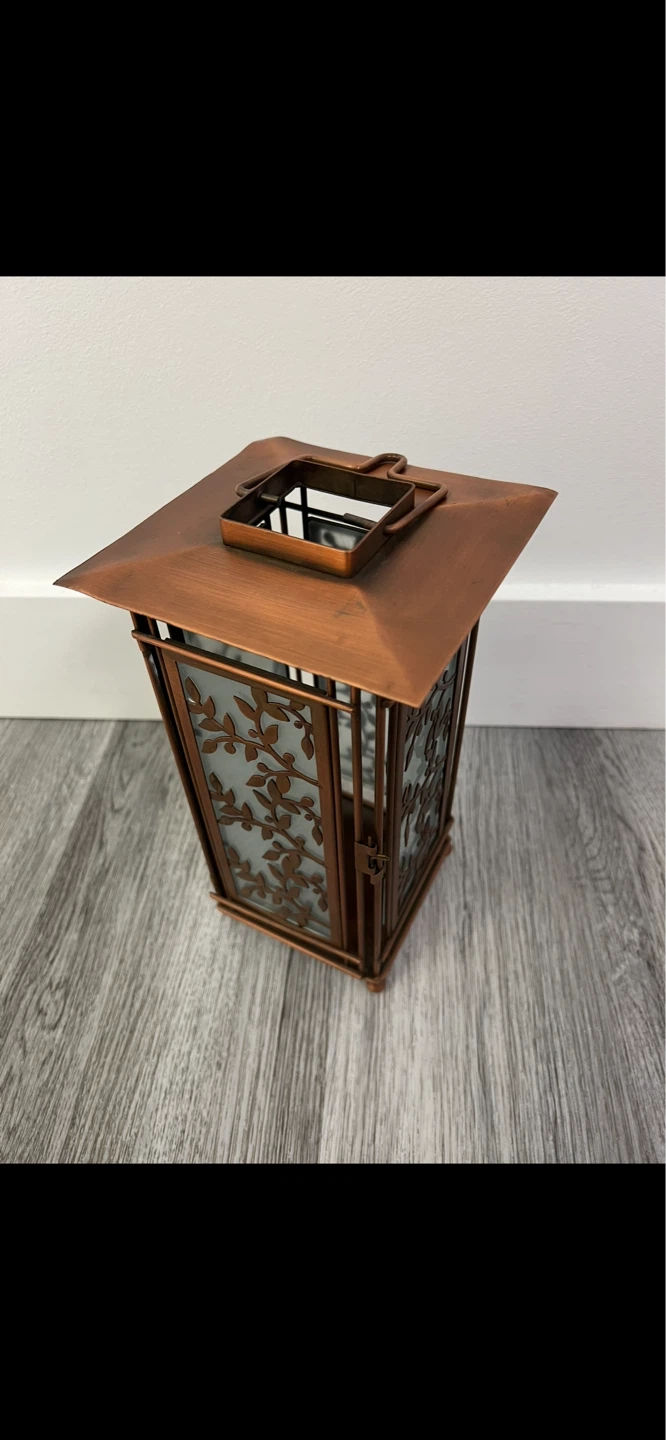 Copper Metal Lantern with Frosted Glass