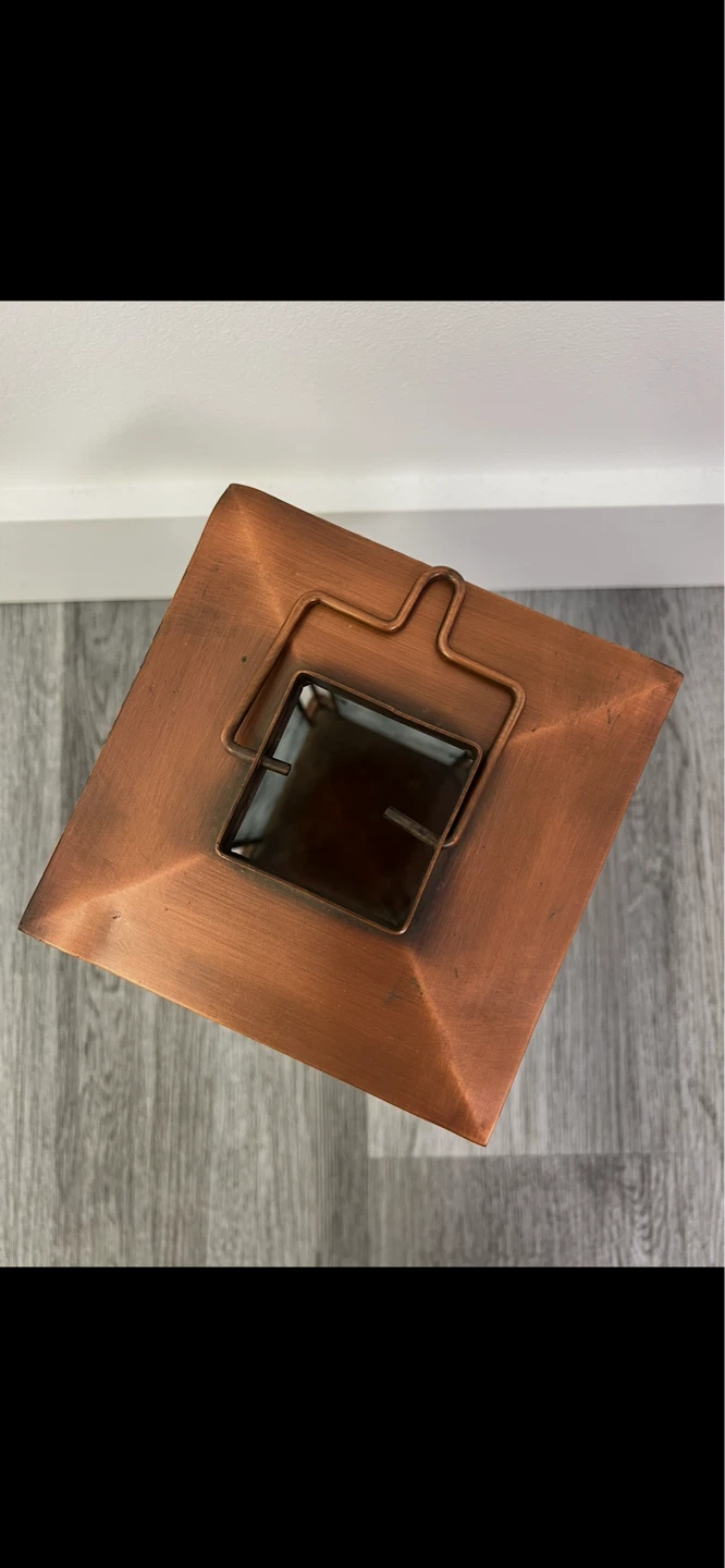 Copper Metal Lantern with Frosted Glass - photo 2