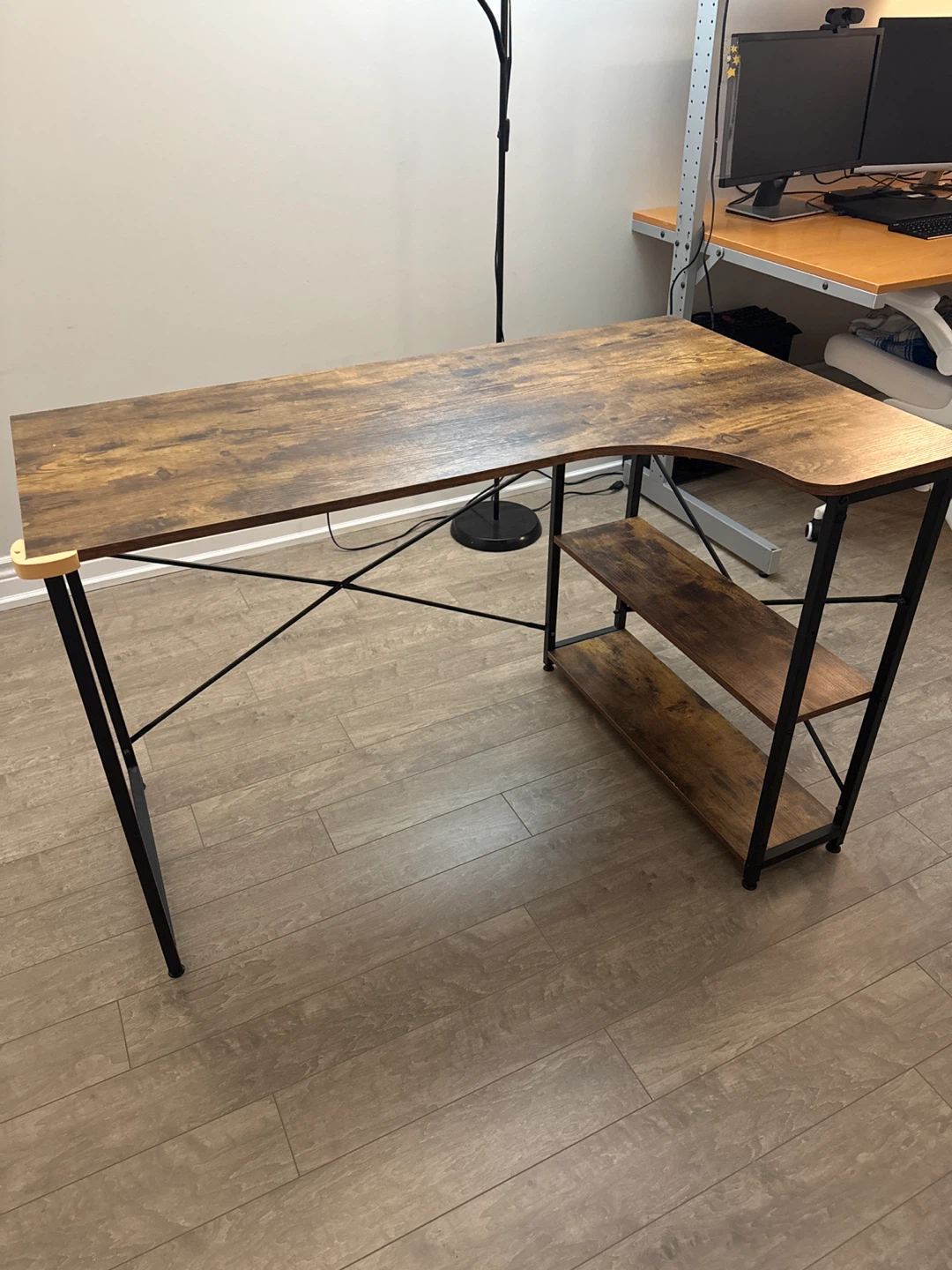 L-Shaped Computer Desk with Shelves