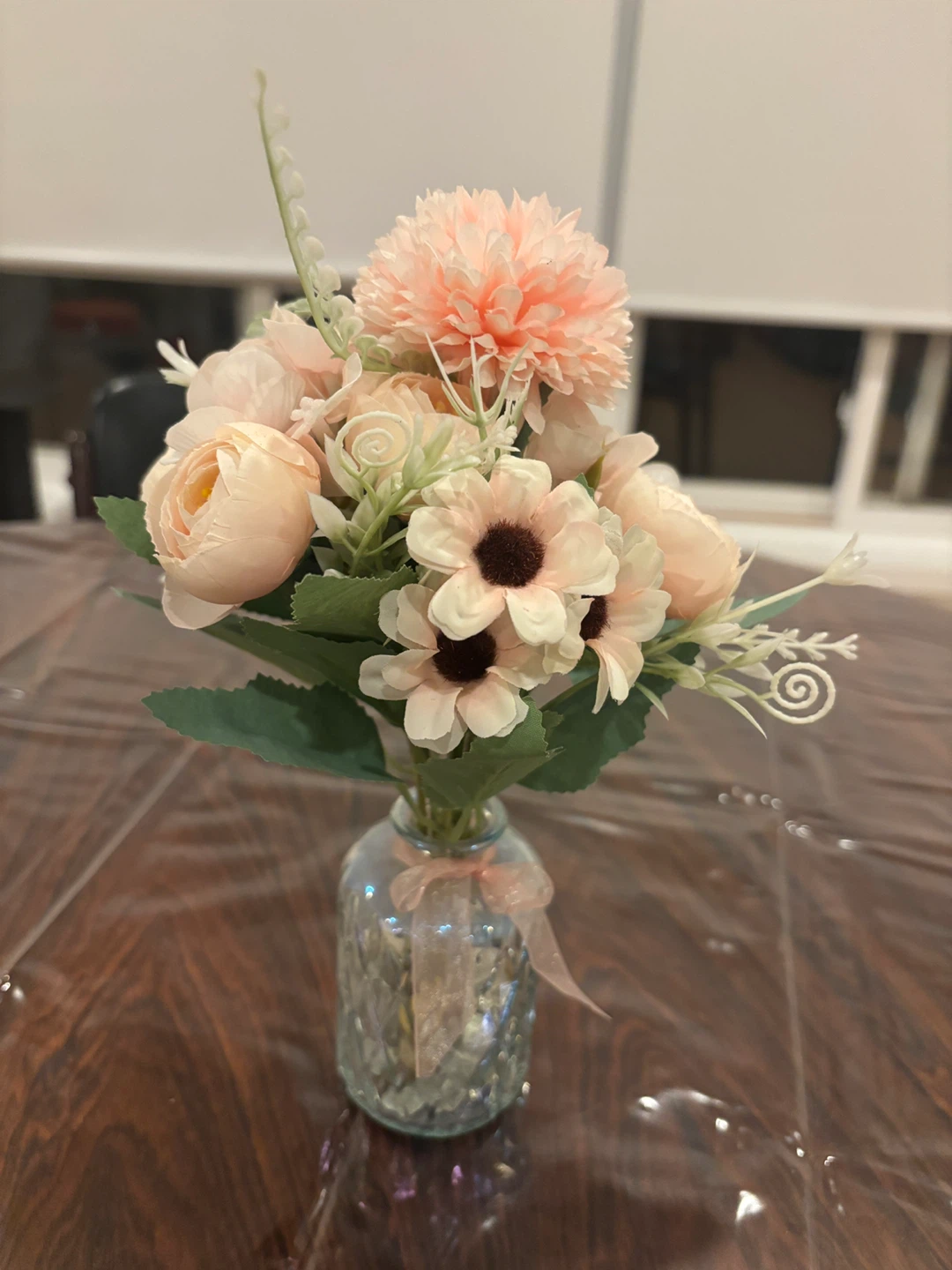 Artificial Flower Arrangement in Glass Vase