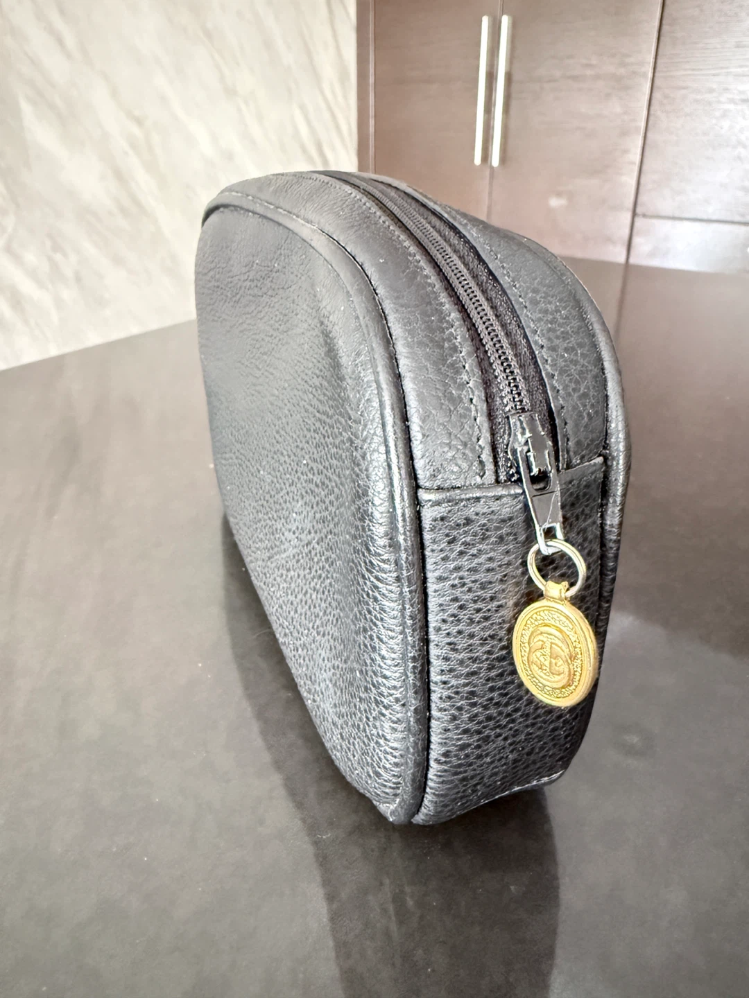 Gucci Black Leather Cosmetic Pouch