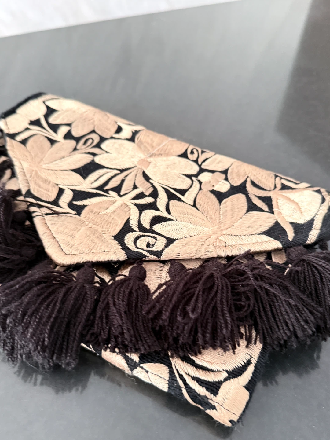 Embroidered Clutch Purse with Tassels - photo 2
