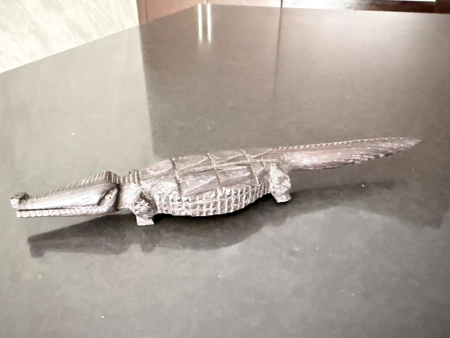 Wooden Carved Alligator Figurine