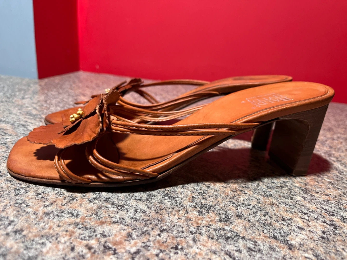 Baldi By Dzi Brown Leather Flower Heeled Sandals - photo 3