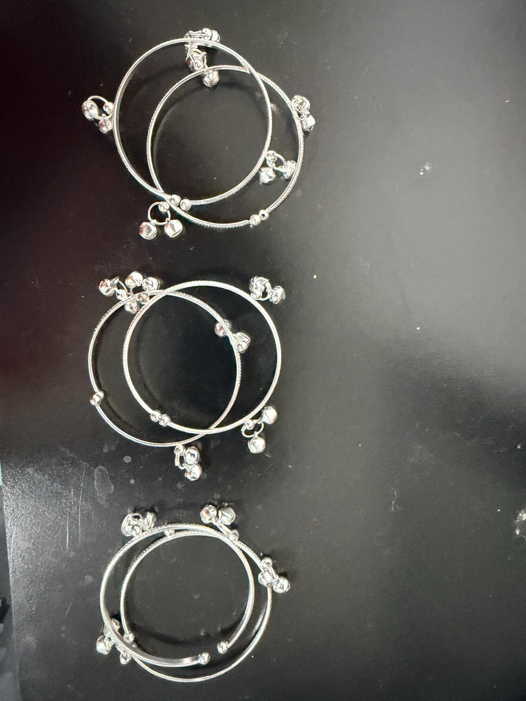 Set of 3 Silver Anklets with Bells - photo 3