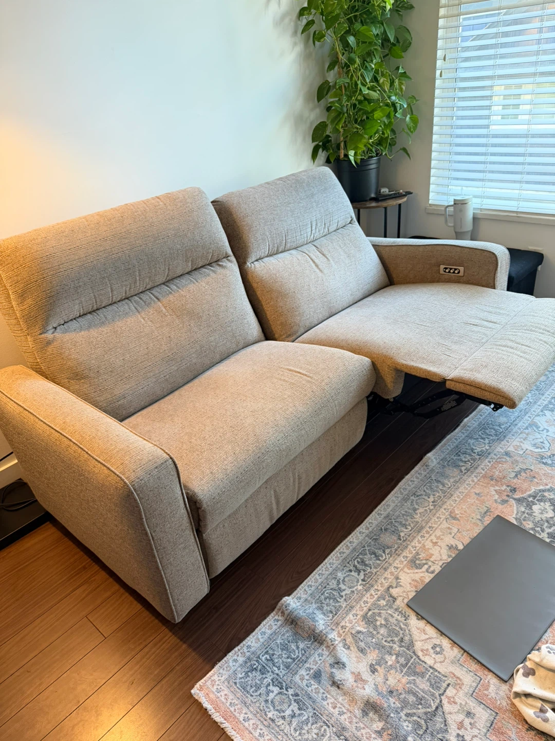 Beige Power Reclining Loveseat Sofa - photo 4