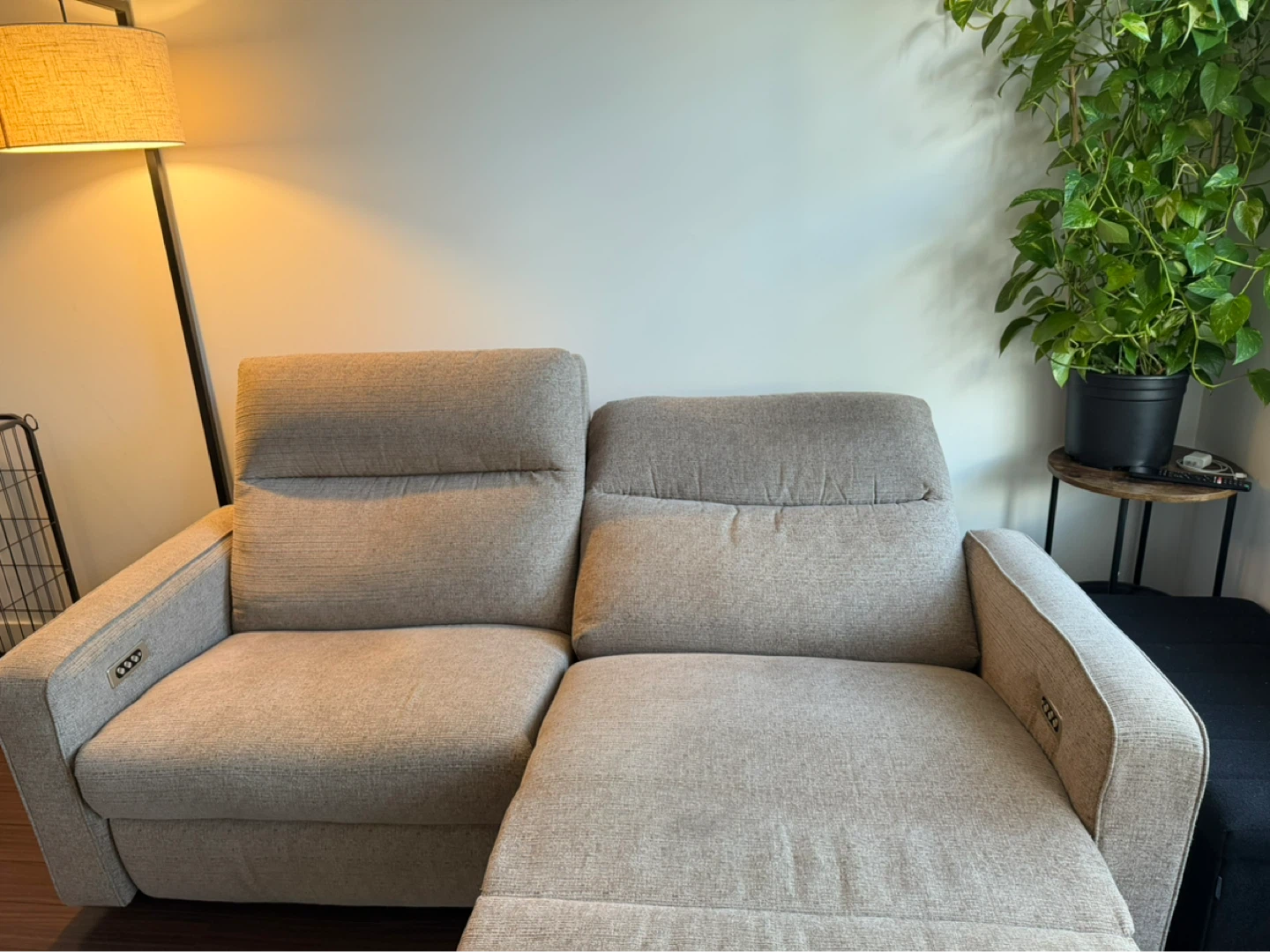 Beige Power Reclining Loveseat Sofa - photo 3
