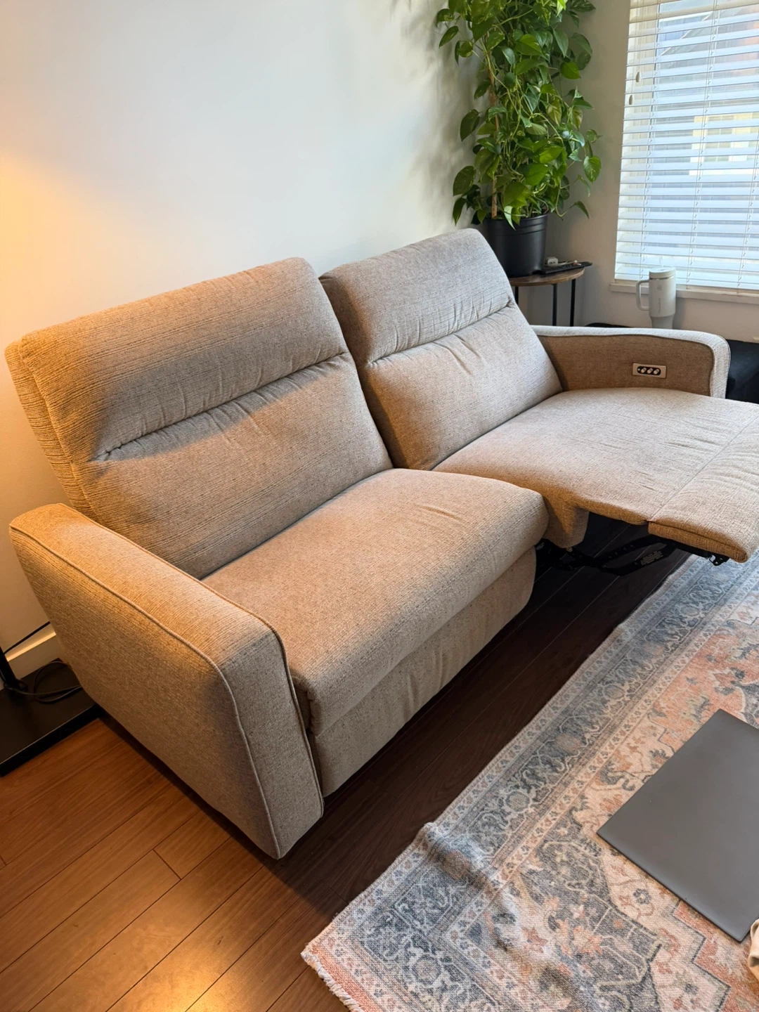 Beige Power Reclining Loveseat Sofa - photo 5