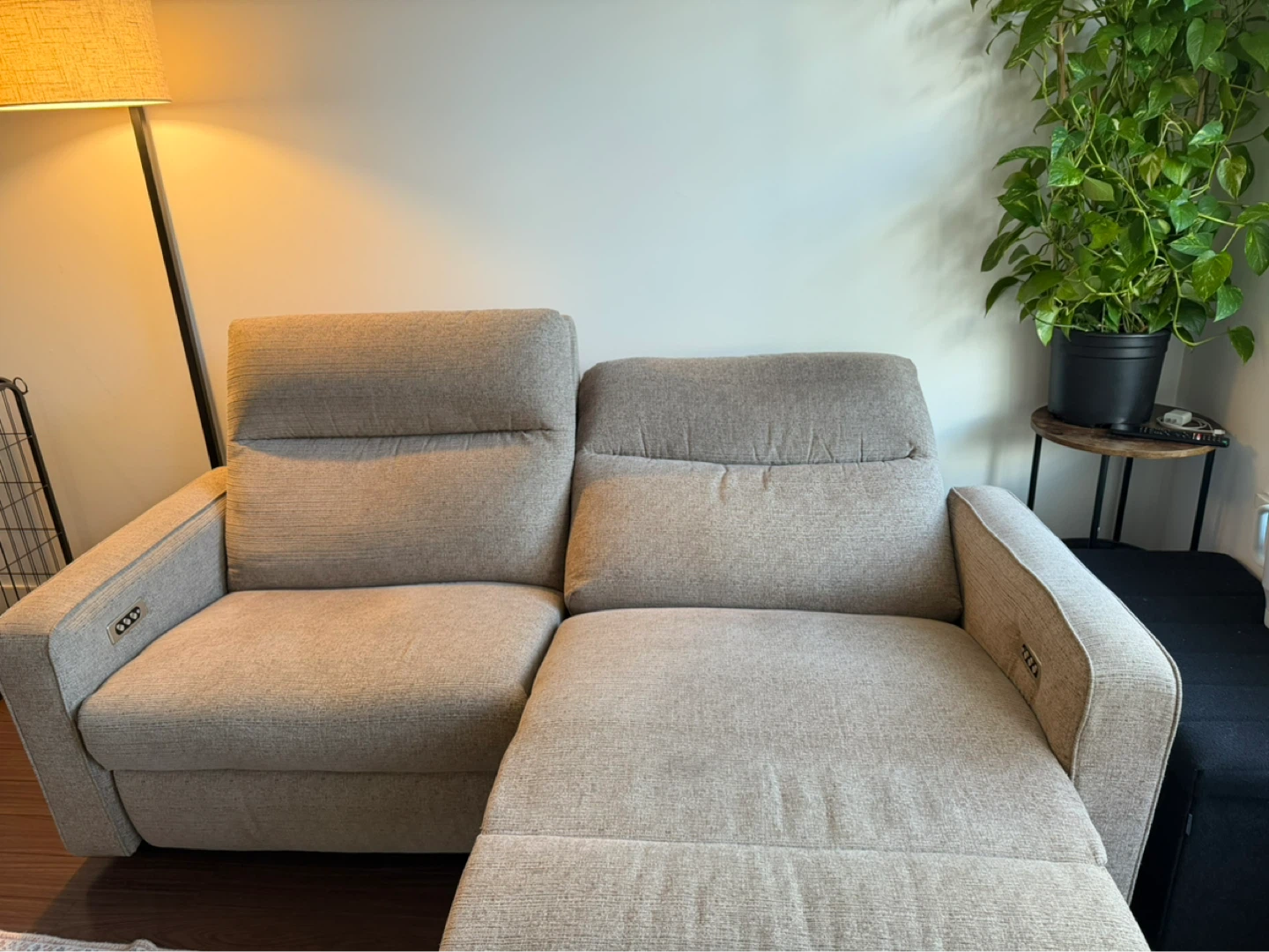 Beige Power Reclining Loveseat Sofa - photo 2